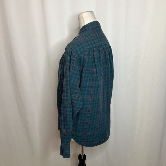 Mark Henri Vintage 60s Plaid Button Up Shirt Ruched Yoke Green Women's 10 Retro - Picture 8 of 9